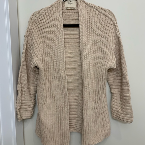 UO leo open ribbed cardigan in cream - Picture 2 of 4
